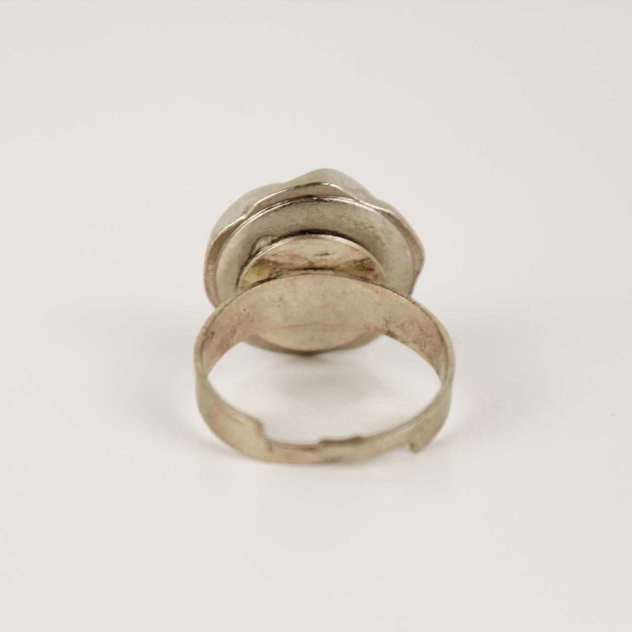 Vintage Silver Tone Ring Sculptural Chunky Statement Cocktail Adjustable Band  G