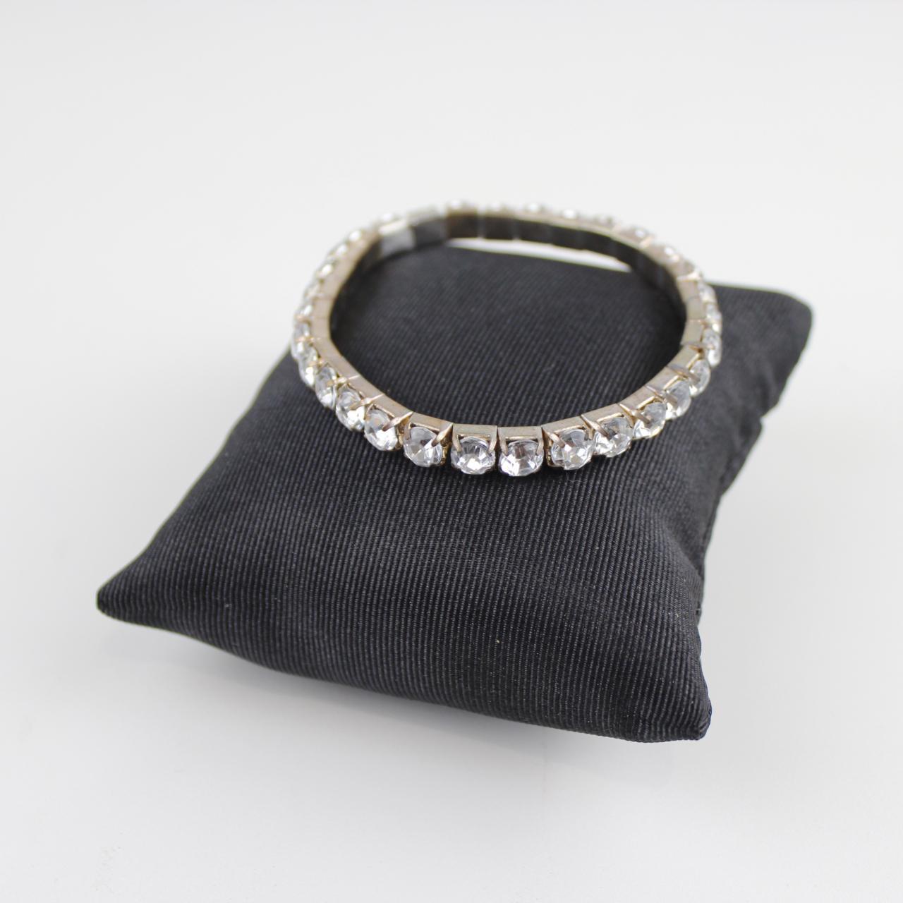 Crystal Stretch Bracelet Silver Tone Rhinestone Fashion Jewe
