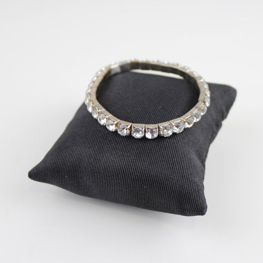 Crystal Stretch Bracelet Silver Tone Rhinestone Fashion Jewe