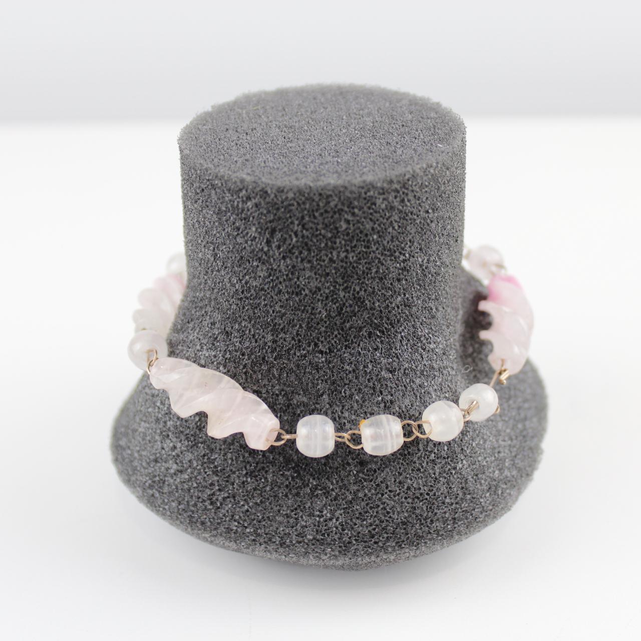 Pink & White Stone Beaded Bracelet Fashion Jewelry  Fair pre