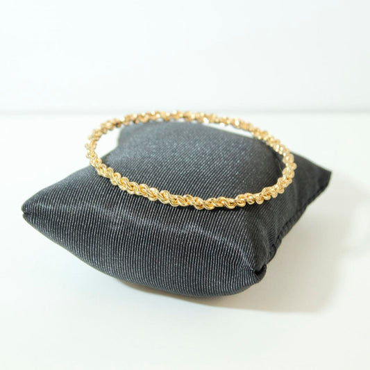 Vintage Gold Tone Braided Rope Bangle Bracelet Twisted Cable Wire Statement