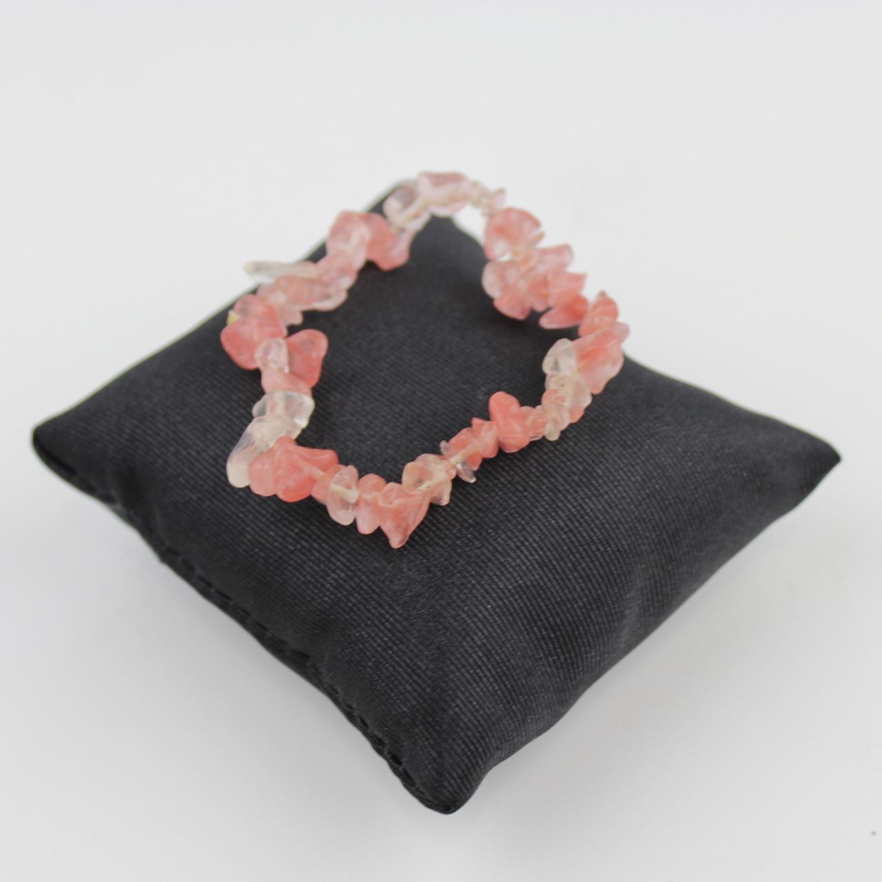 Rose Quartz Bracelet Pink Tumbled Stones Stretch Jewelry  Go
