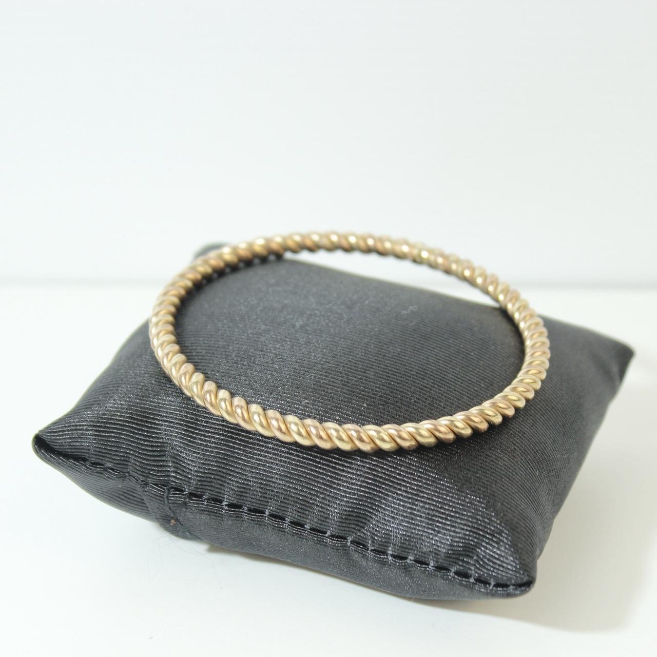 Gold Tone Textured Bangle Bracelet Rope Cut Stackable Minimalist