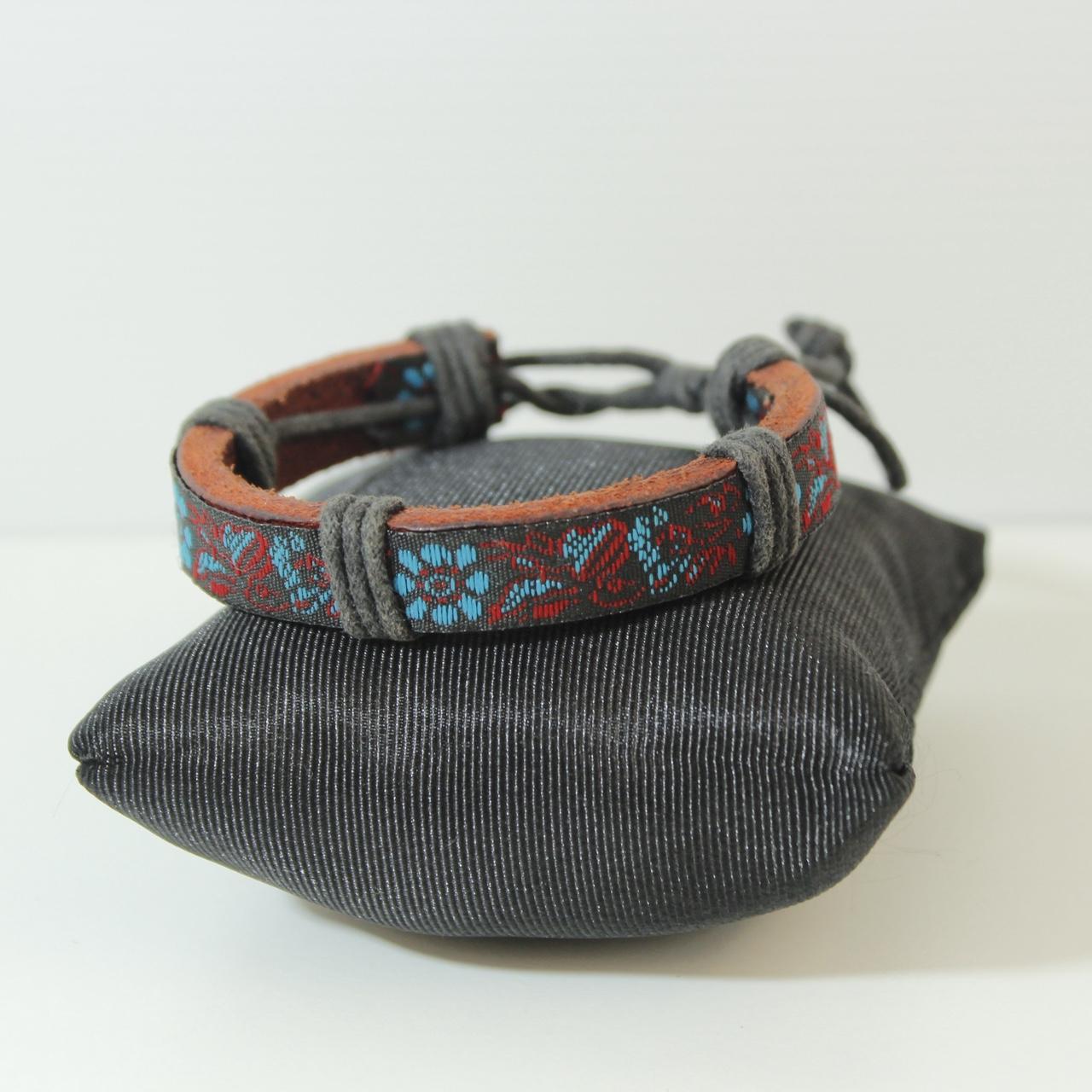 Leather Bracelet Floral Embroidered Boho Hippie Tribal Wrap Jewellery