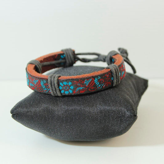 Leather Bracelet Floral Embroidered Boho Hippie Tribal Wrap Jewellery