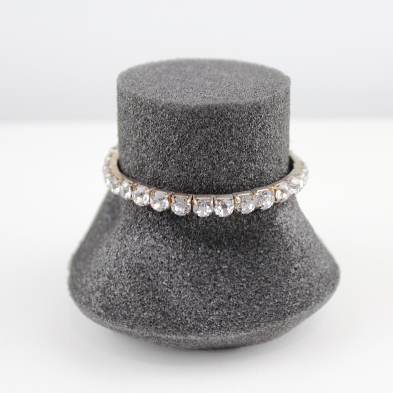 Crystal Stretch Bracelet Silver Tone Rhinestone Fashion Jewe