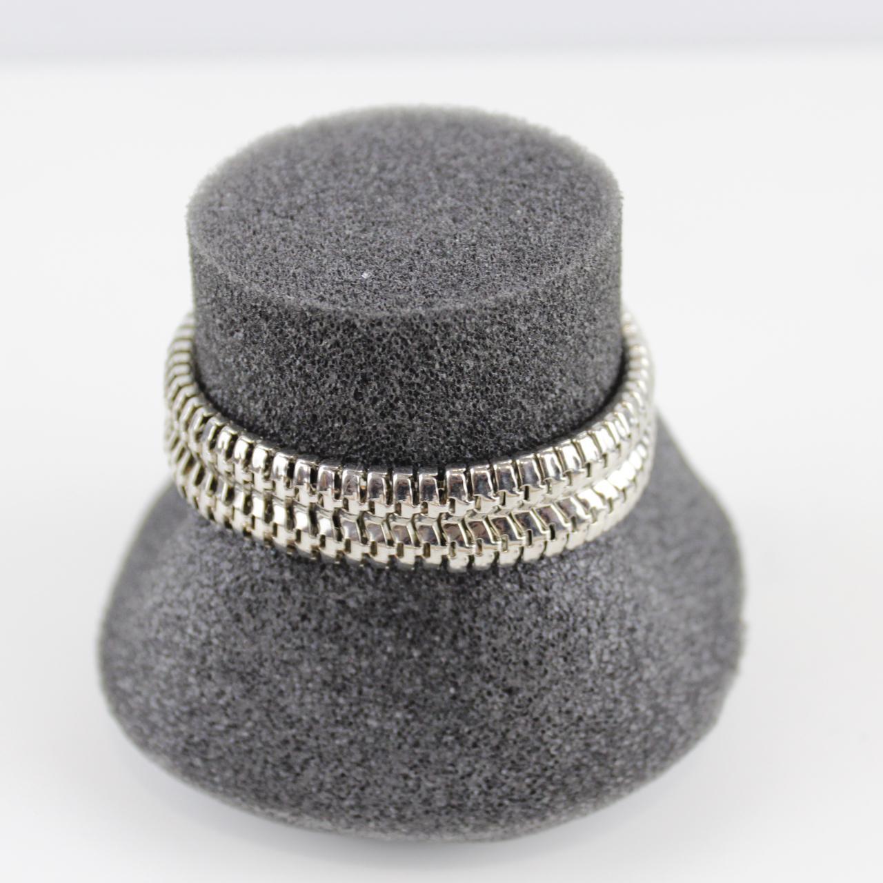 Woven Metal Bracelet - Silver-Tone - Intricate Design - Stat