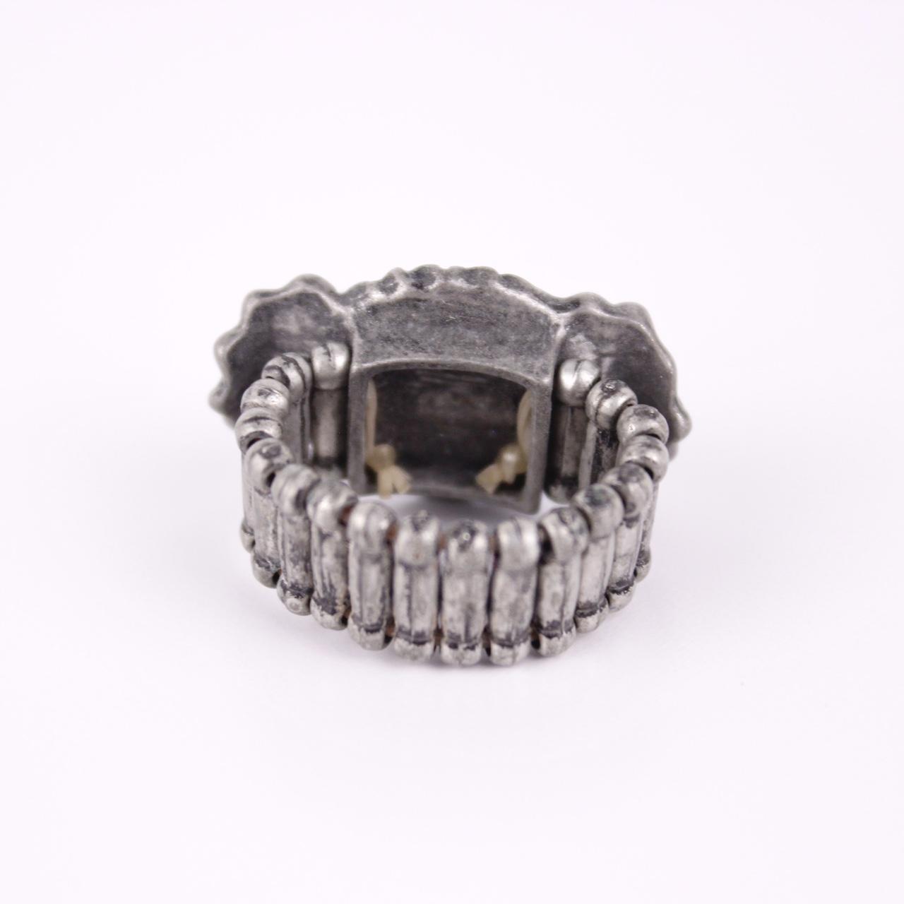 Green Dragon Eye Ring Silver Tone Stretch Band Gothic Punk Biker Statement Jewel