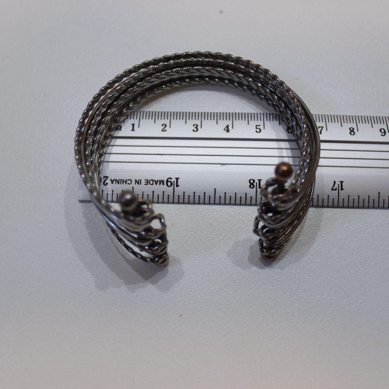 Handmade Wire Wrap Cuff Bracelet Silver Tone Artisan Jewelle