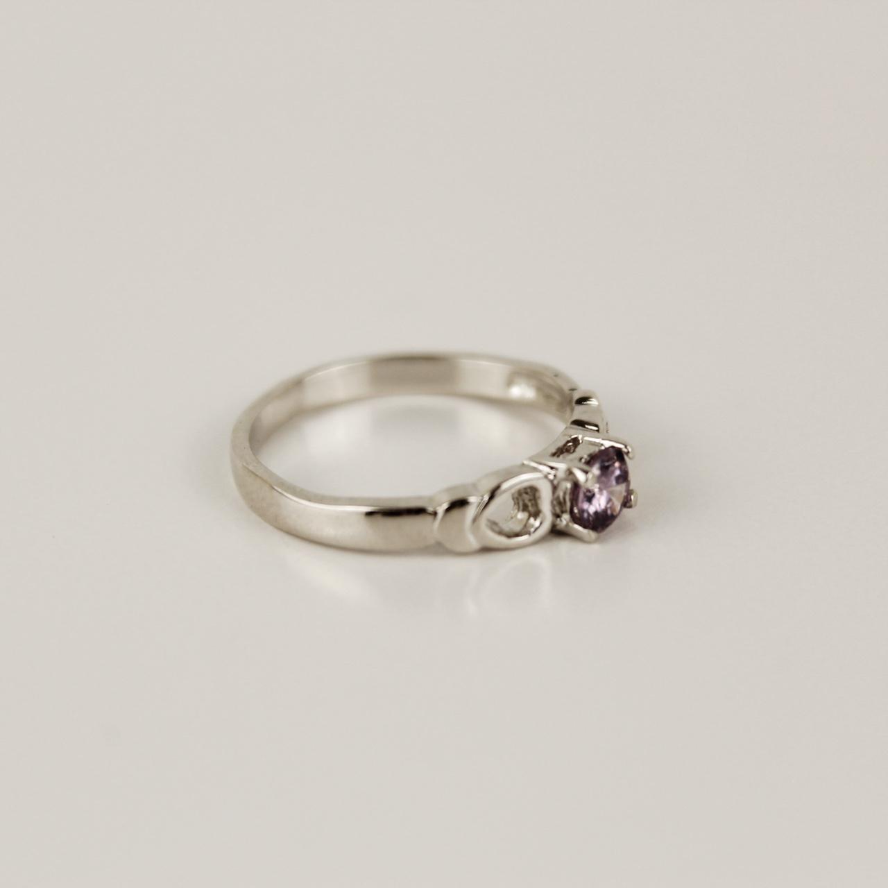 Silver tone Purple Stone Heart Promise Ring Fashion Jewellery