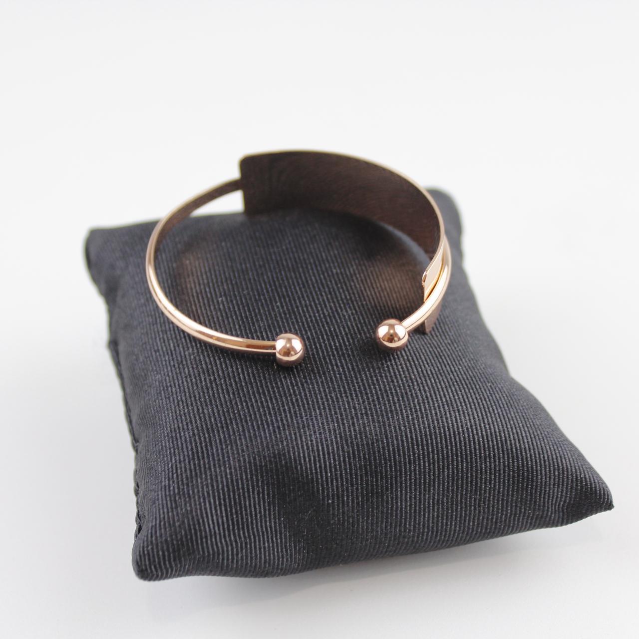 Rose Gold Tone Cuff Bracelet - Minimalist Design - Ball Tip