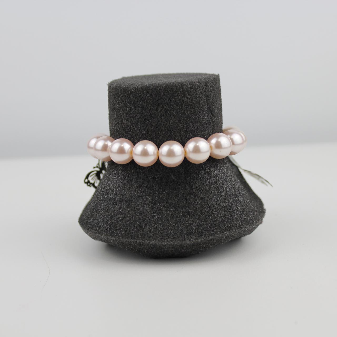 Pink Pearl Bracelet Silver Chain Butterfly Heart Charm Jewel