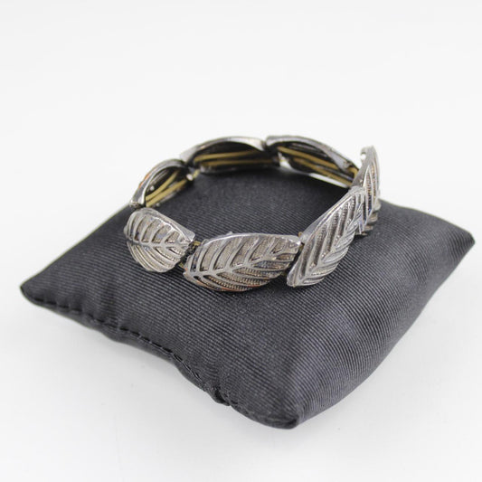 Elegant Silver-Tone Leaf Design Cuff Bracelet Nature Inspire