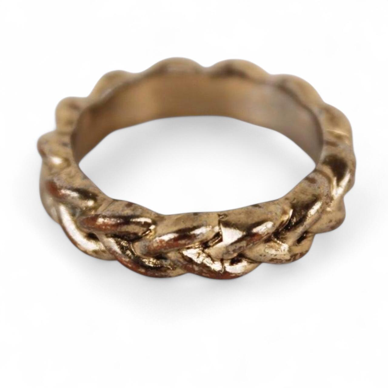 Gold tone Braided Band Ring Woven Stackable Statement Jewellery  Good pre-loved