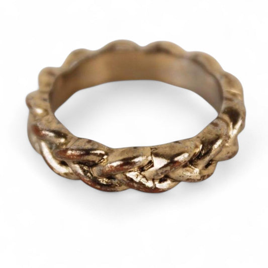 Gold tone Braided Band Ring Woven Stackable Statement Jewellery  Good pre-loved