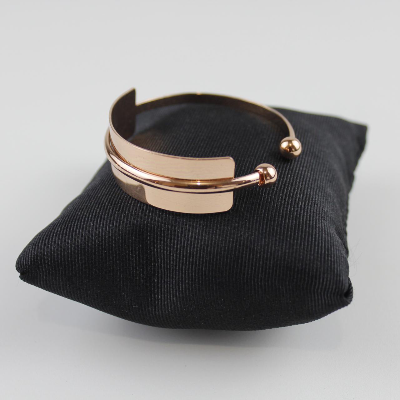 Rose Gold Tone Cuff Bracelet - Minimalist Design - Ball Tip