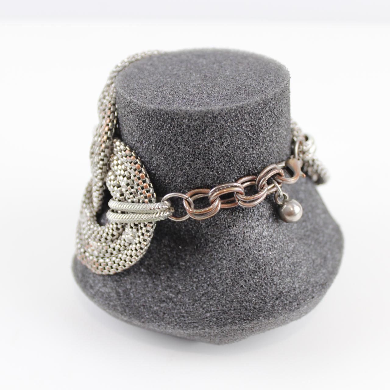 Woven Metal Bracelet - Silver-Tone - Intricate Design - Stat