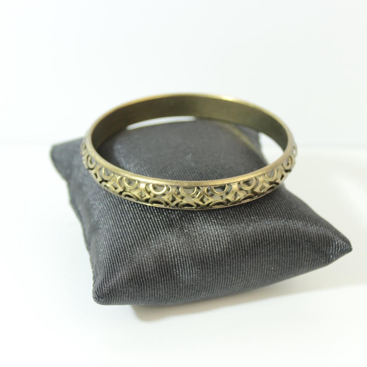 Vintage Brass Bangle Bracelet Openwork Design Gold Tone Boho Stacking Jewellery