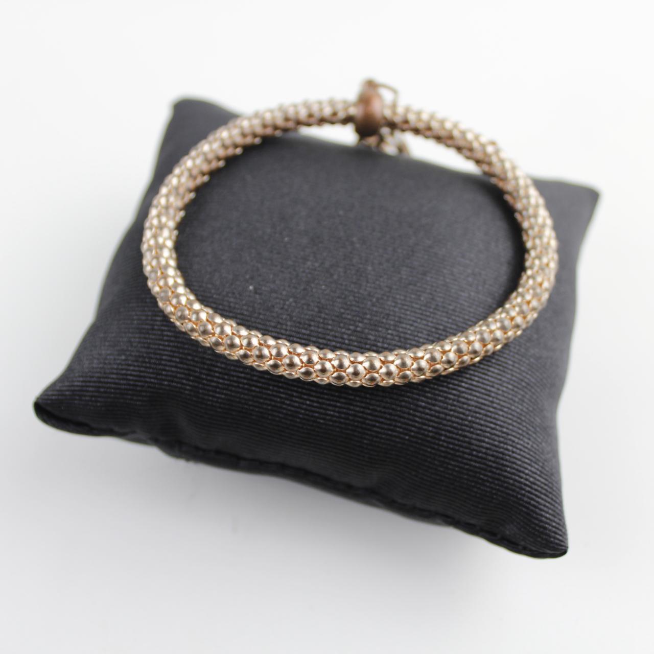 Silver & Rustic Tone Woven Bracelet with Charm - Interconnec