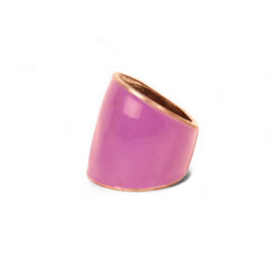 Enamel Wide Band Ring Purple Cocktail Tapered Cuff Style