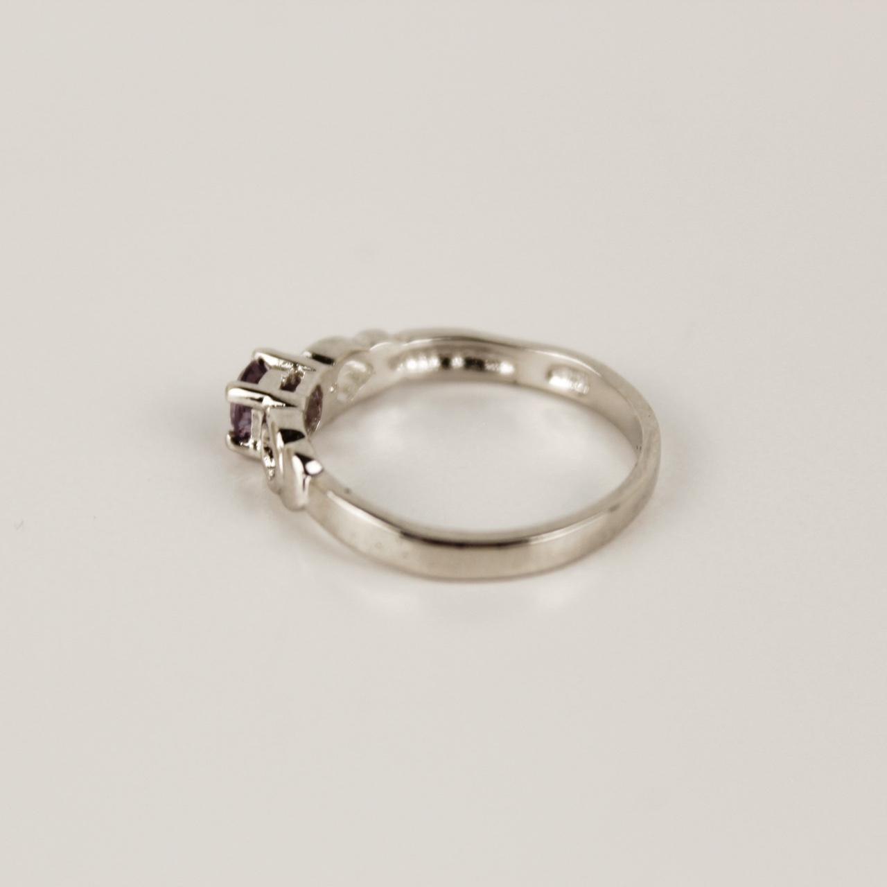 Silver tone Purple Stone Heart Promise Ring Fashion Jewellery