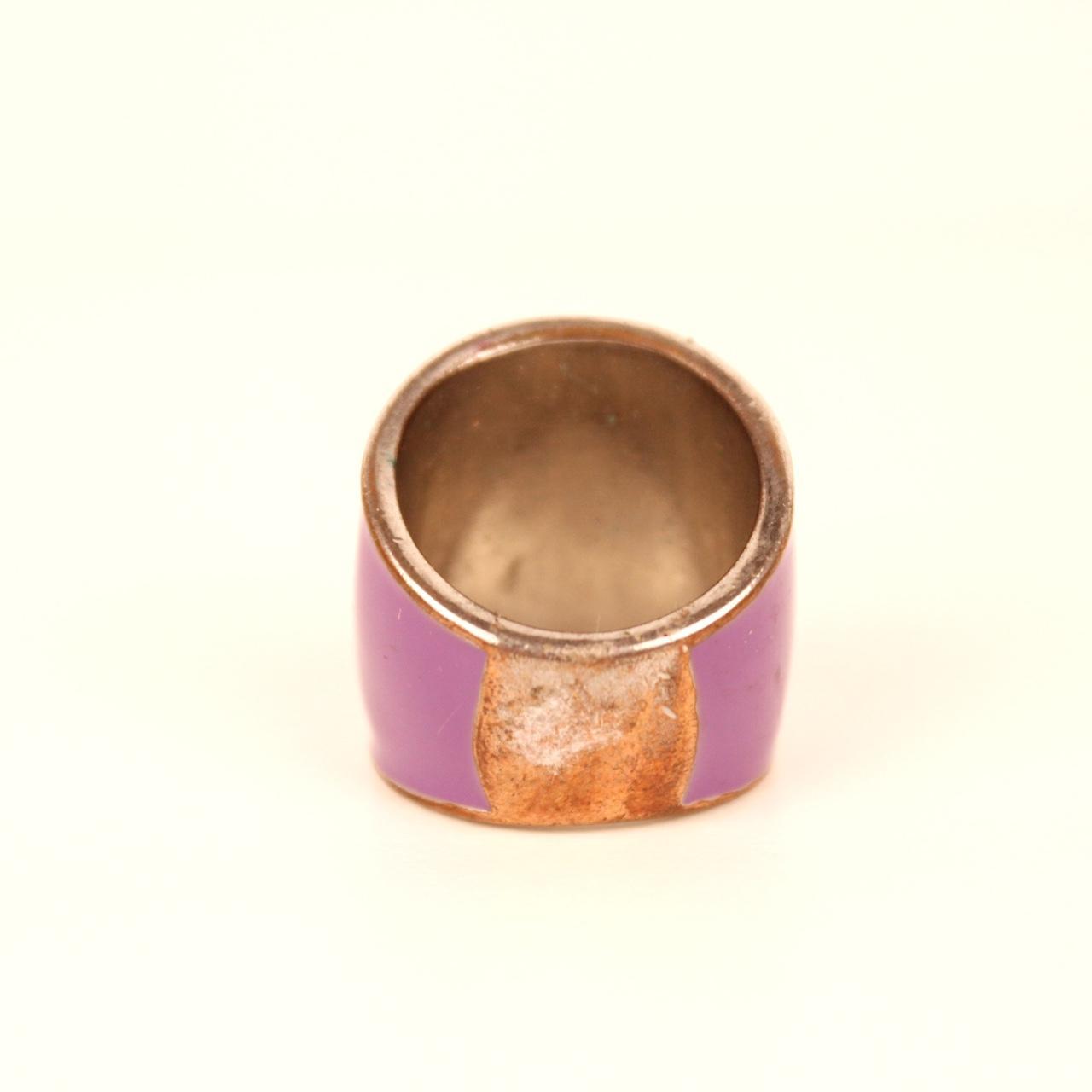Enamel Wide Band Ring Purple Cocktail Tapered Cuff Style
