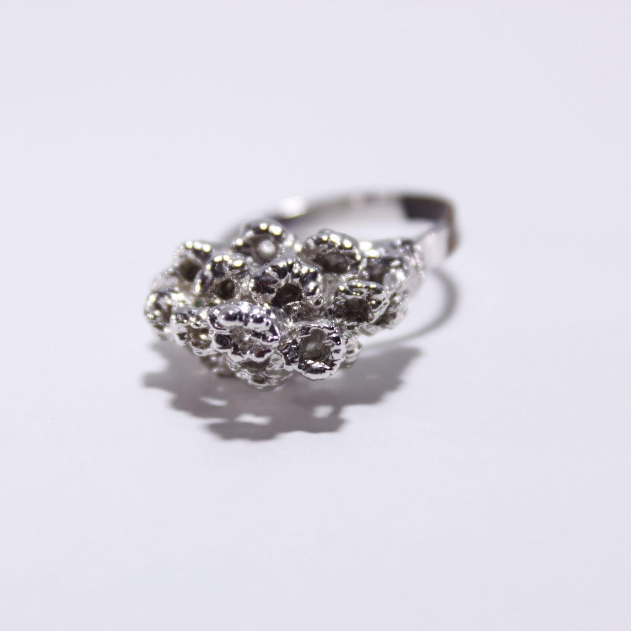 Unique Bubble Cluster Ring Abstract Silver Tone Cocktail