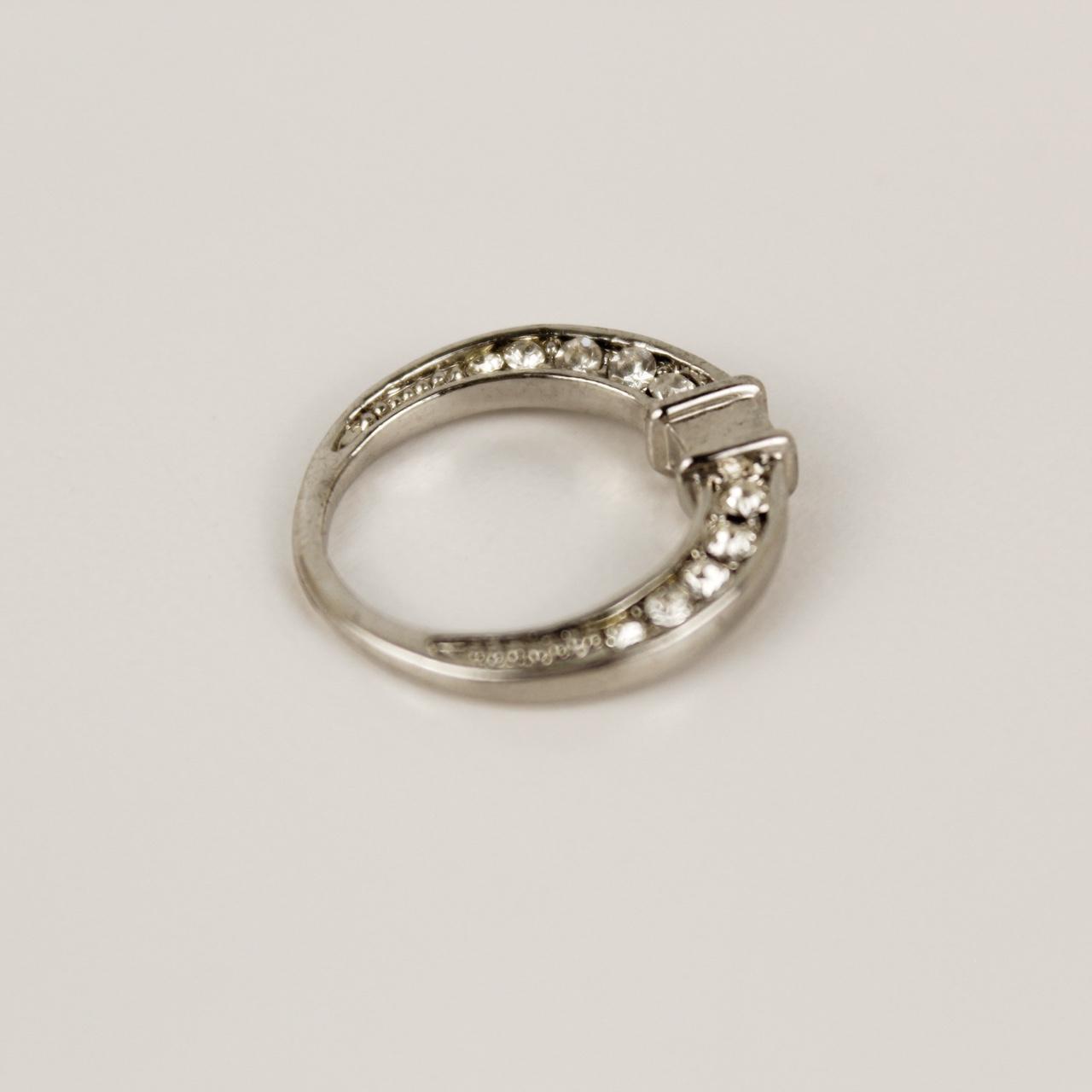 Silver Tone Crystal Eternity Band Ring Stackable Jewellery  Good pre-loved condi