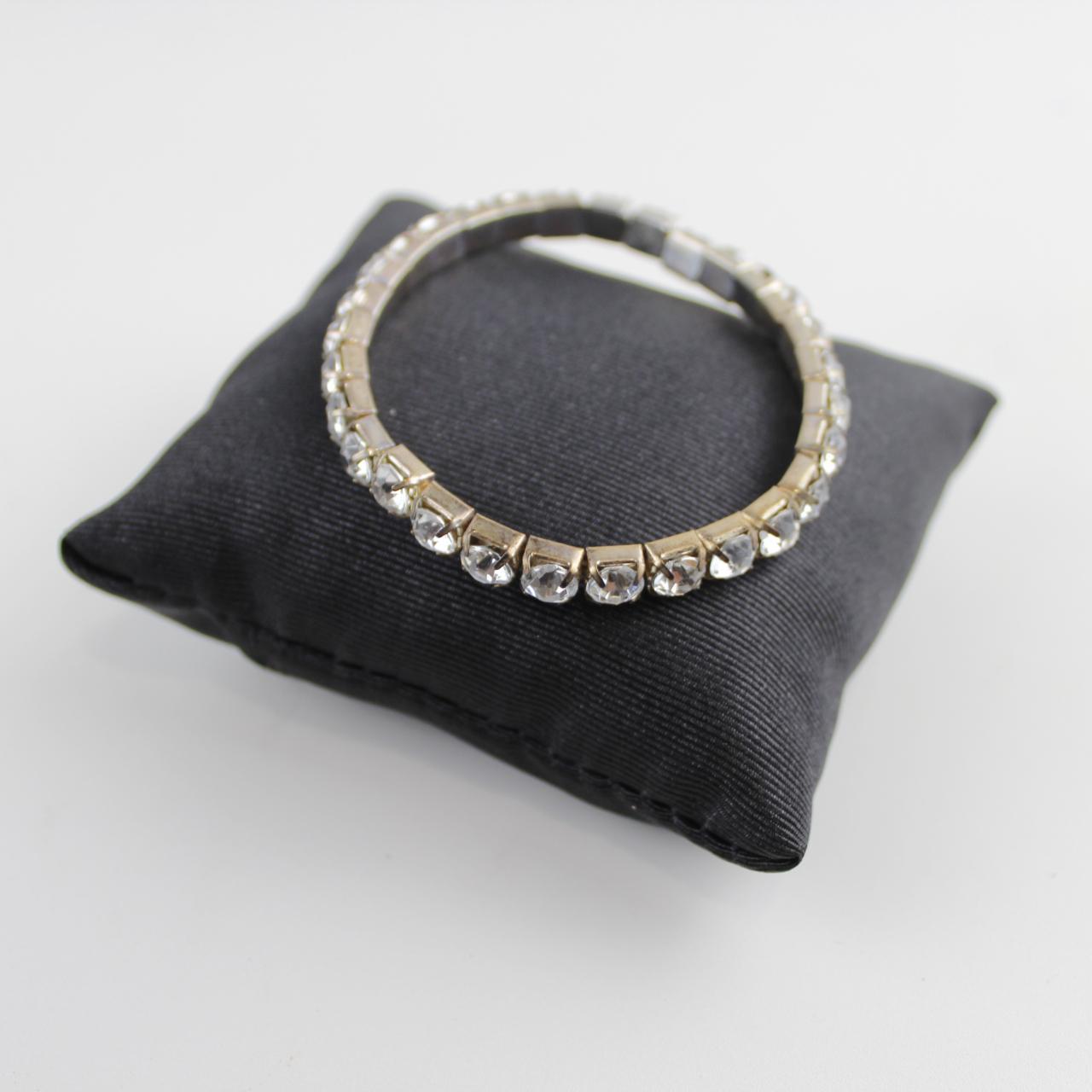 Vintage Crystal Rhinestone Tennis Bracelet - Silver Tone Set