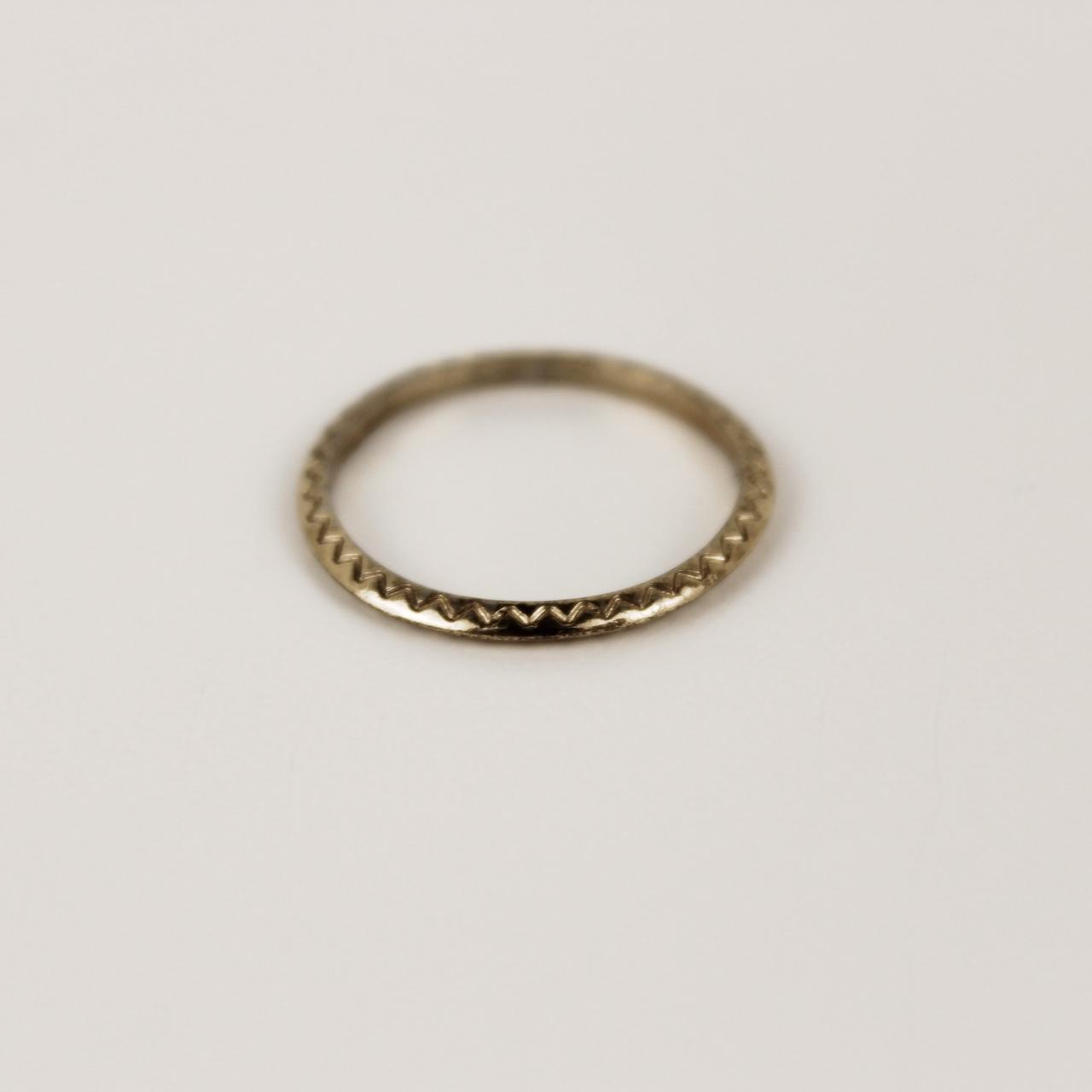 Vintage Gold tone Engraved Eternity Band Minimalist Stacking Ring Art Deco Style