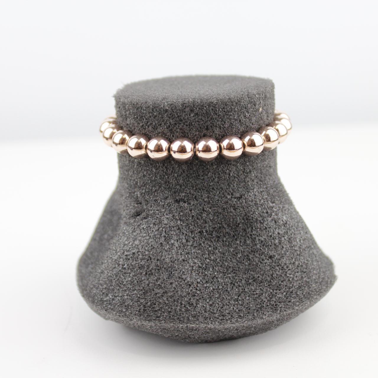 Rose Gold Bead Stretch Bracelet Tassel Charm Jewelry Fashion
