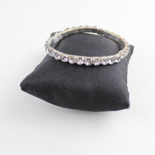 Vintage Crystal Rhinestone Tennis Bracelet - Silver Tone Set