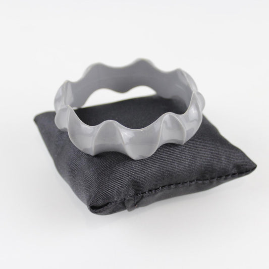 Sculptural Bangle Bracelet - Gray Resin - Textured Design -