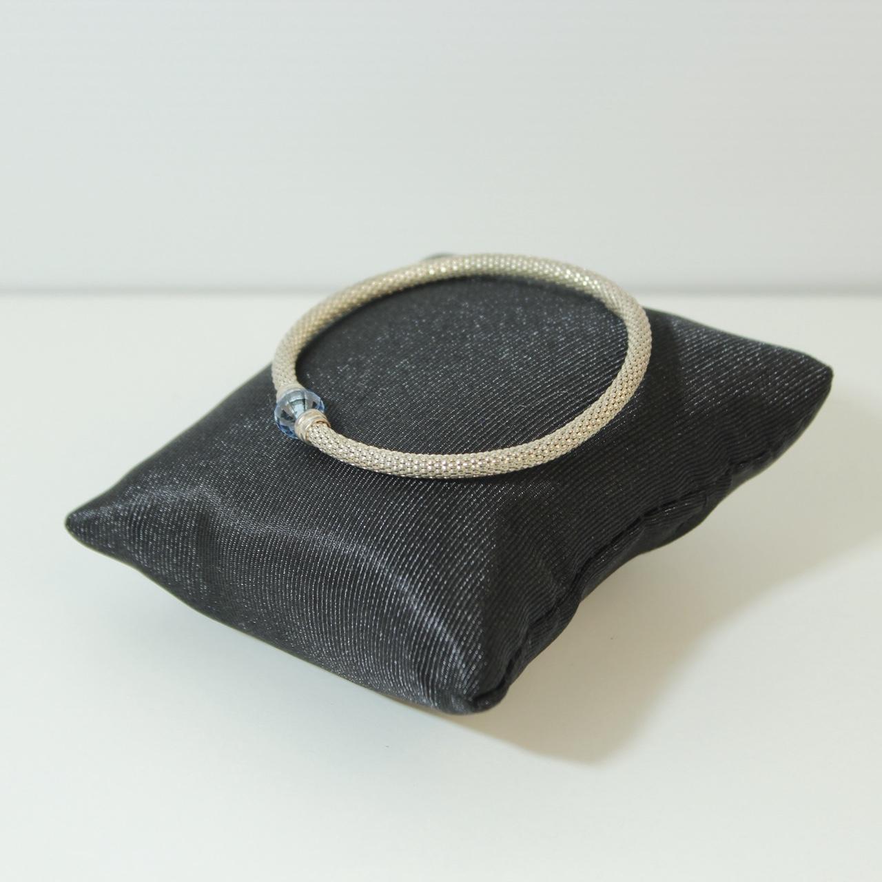 Stardust Bracelet Light Blue Crystal Mesh Silver Tone