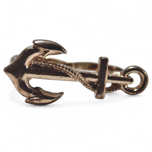 Gold Tone Nautical Anchor Wrap Ring Adjustable Marine Ship