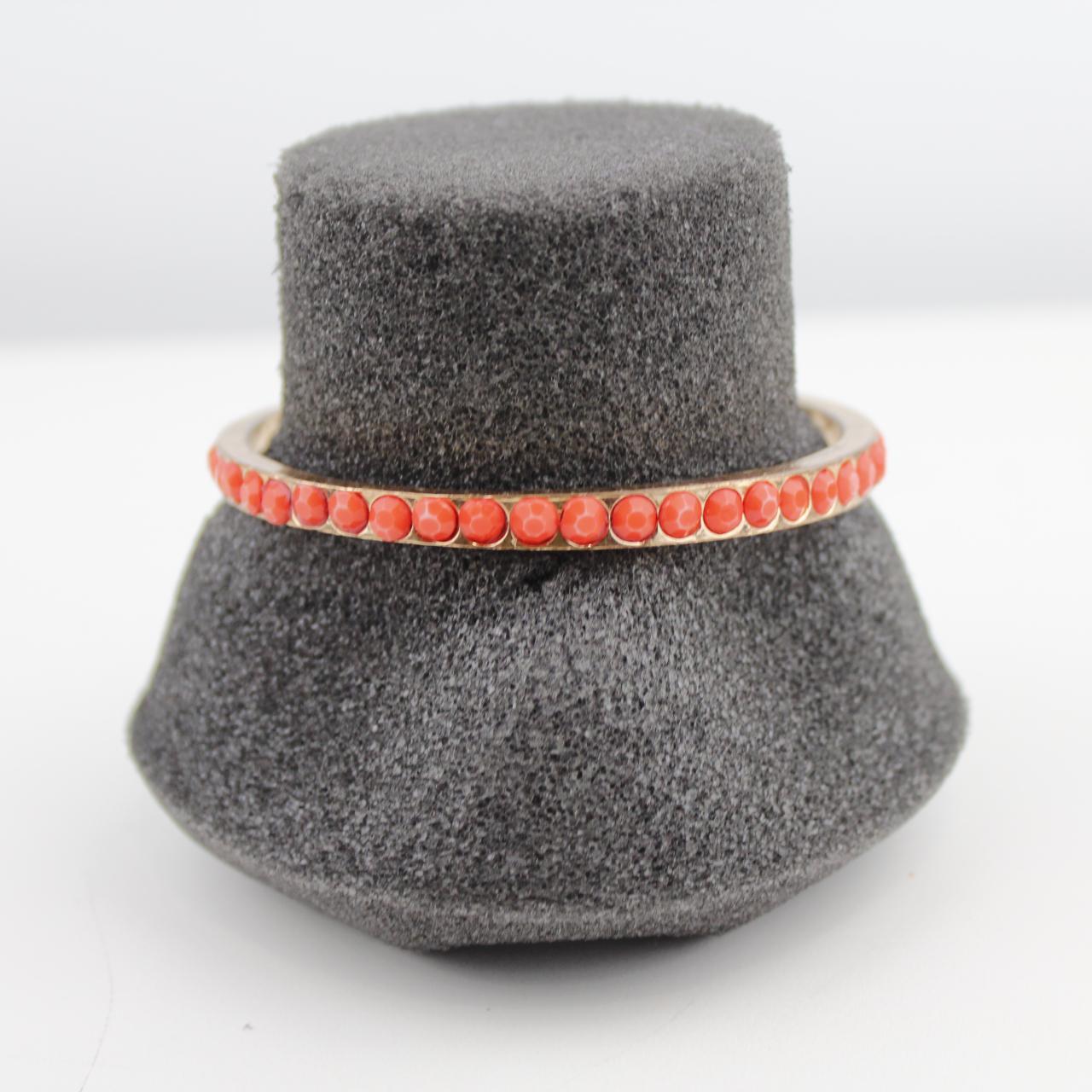 Gold Bangle Bracelet with Red Stones Elegant Jewelry Fashion