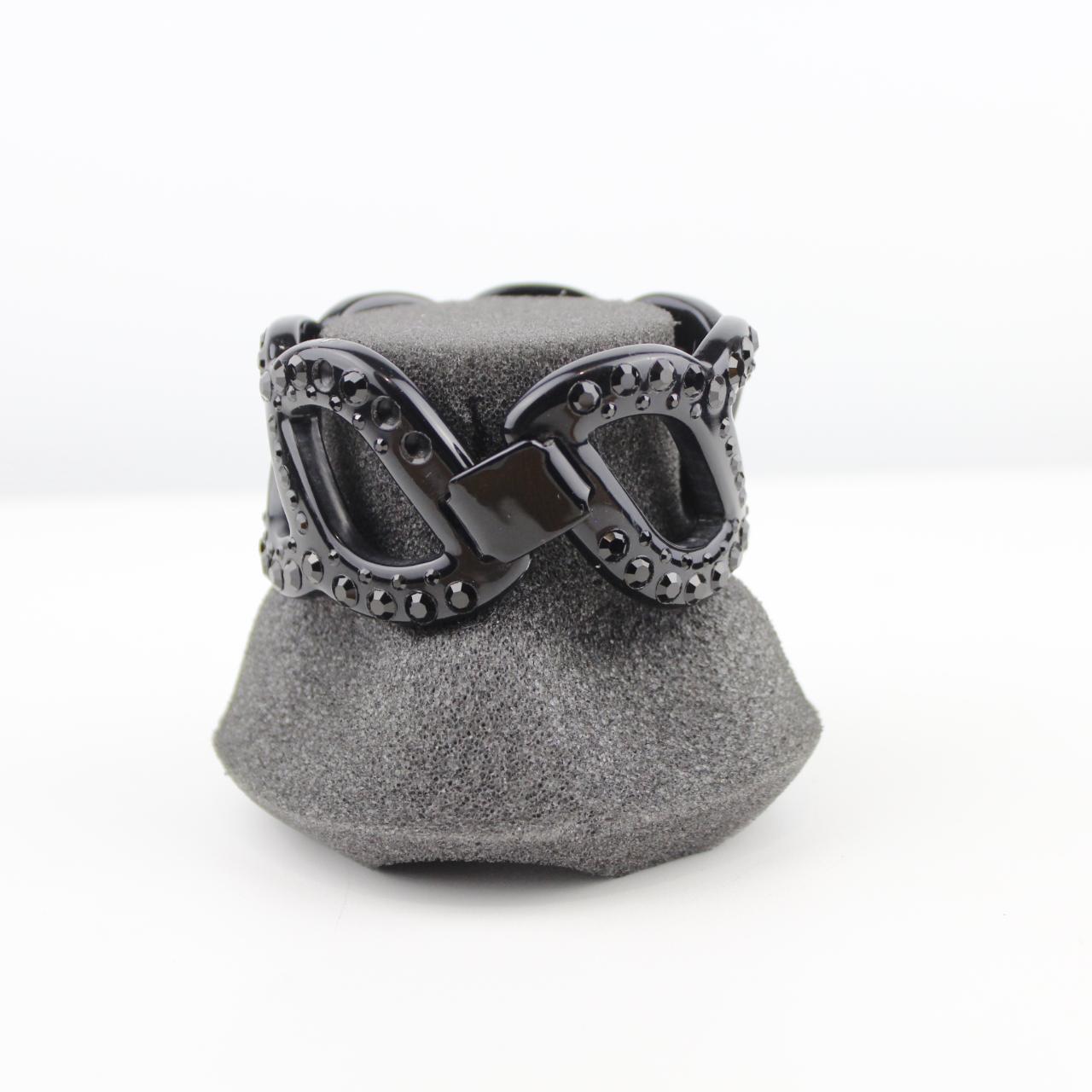 Mimico Elegant Black Bracelet with Faceted Stones Fashion Je