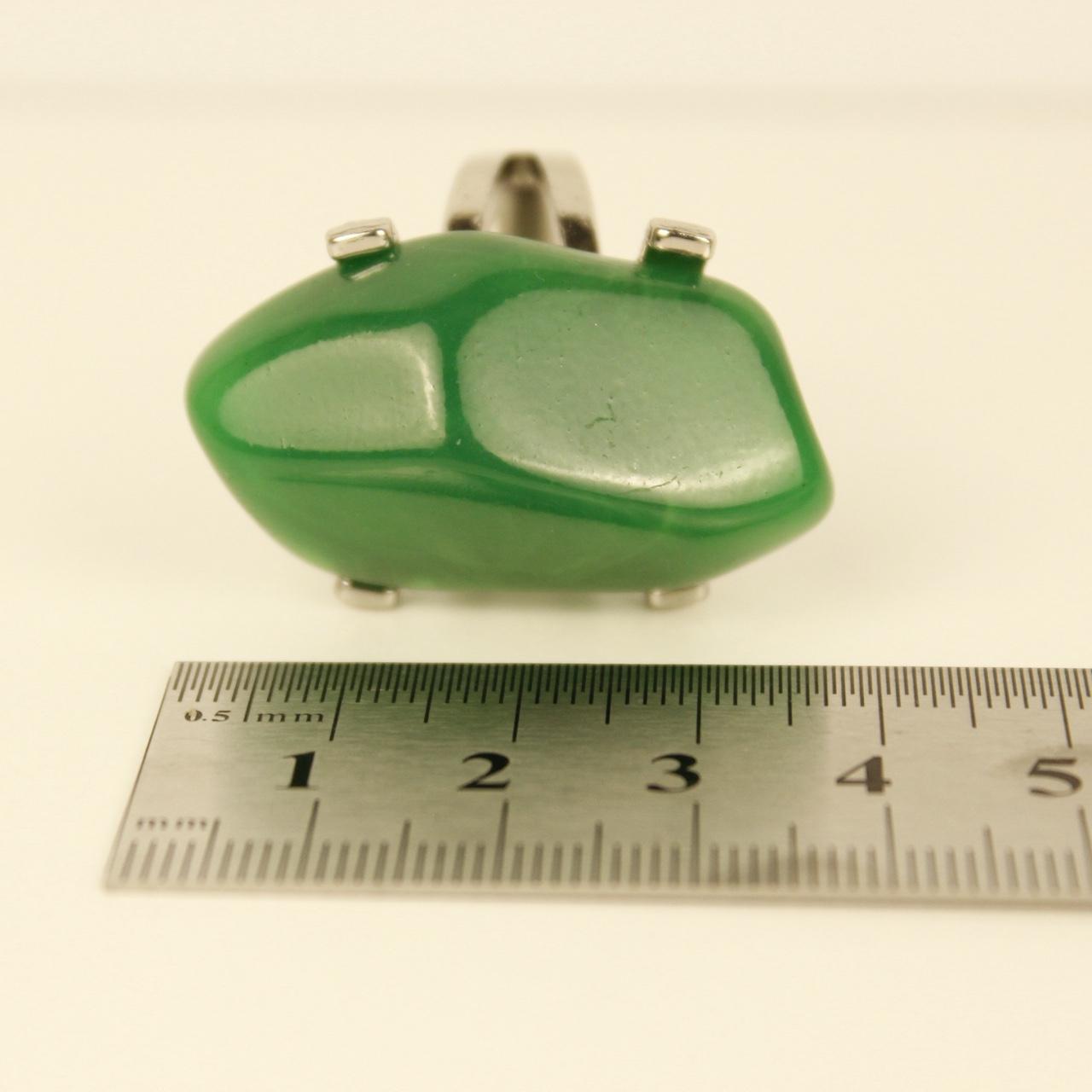Vintage Green Ring Silver Tone Split Shank Cocktail Jewellery Size R  Deadstock.