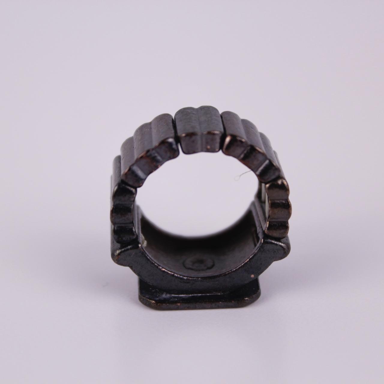 Vintage Brutalist Square Signet Ring Silver tone Wide Industrial Statement Stret
