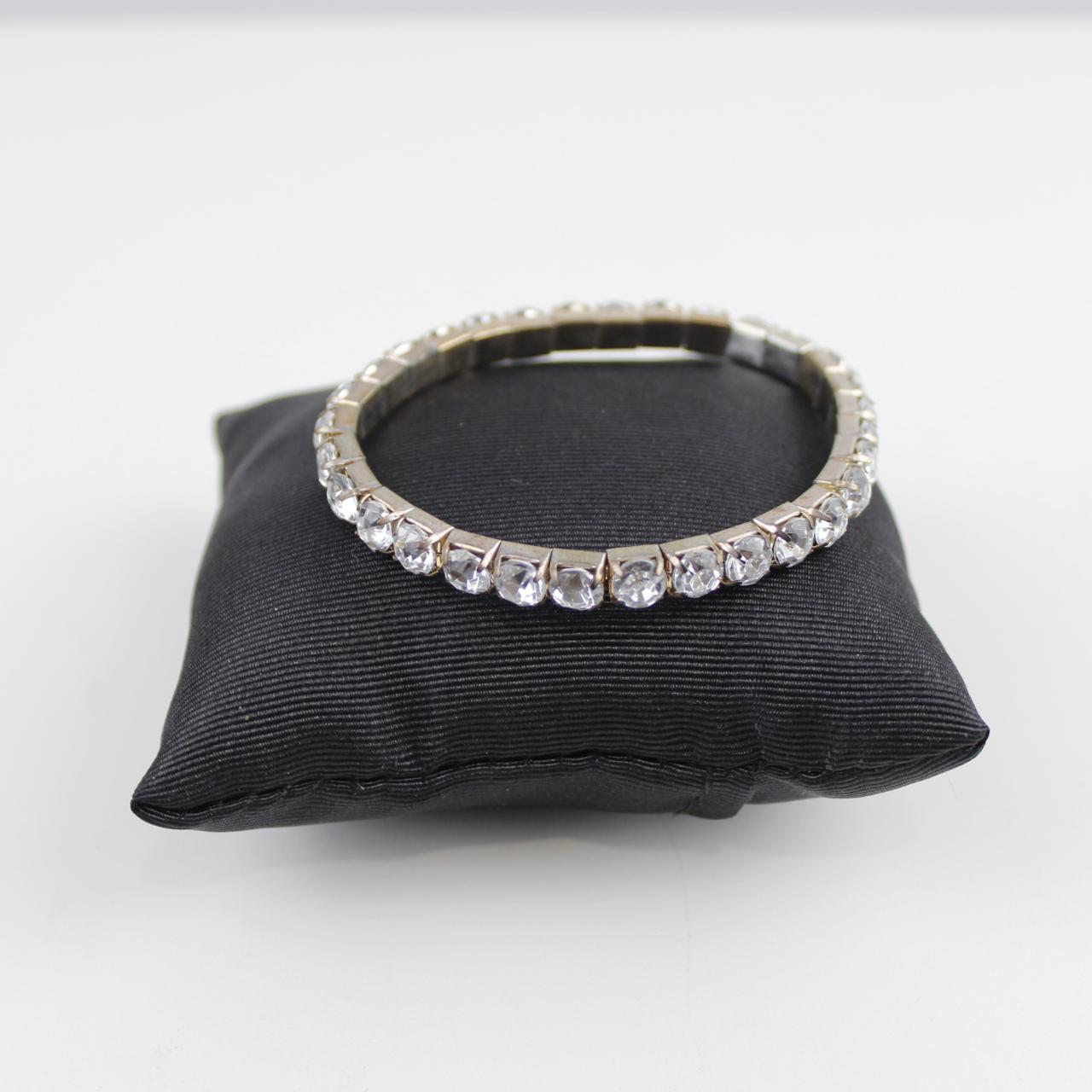 Crystal Stretch Bracelet Silver Tone Rhinestone Fashion Jewe