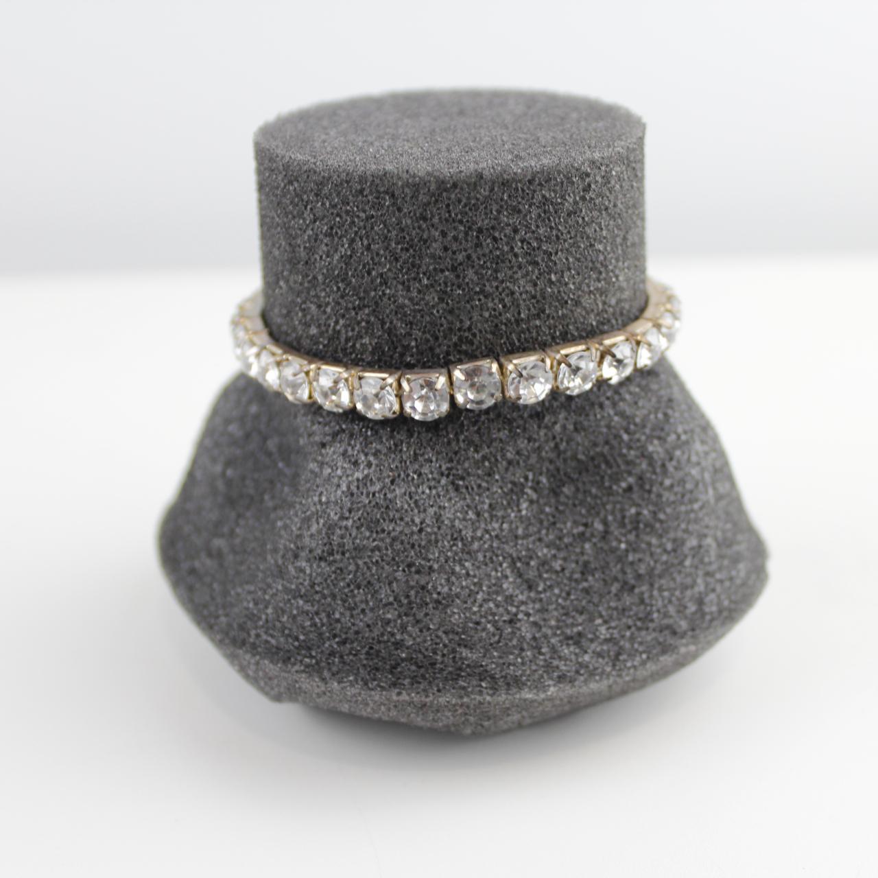 Vintage Crystal Rhinestone Tennis Bracelet - Silver Tone Set