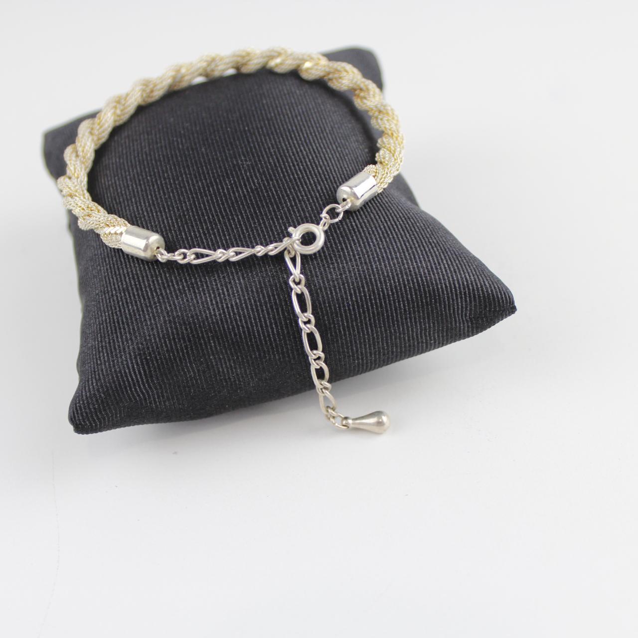 Vintage Bracelet Gold & Silver Tone Twisted Link Designer Je