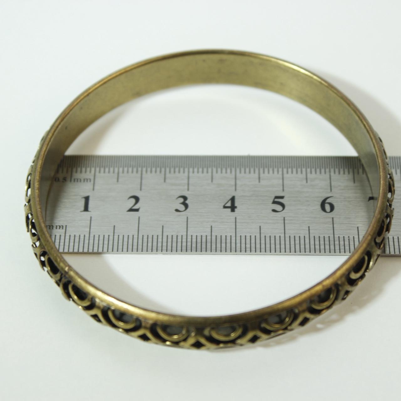 Vintage Brass Bangle Bracelet Openwork Design Gold Tone Boho Stacking Jewellery