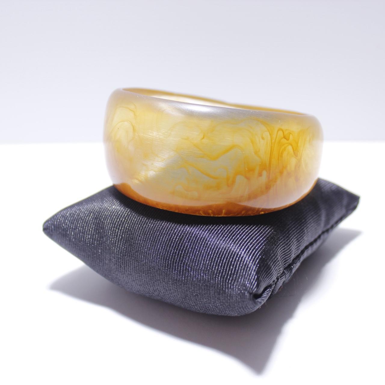 Vintage Amber Lucite Bangle Bracelet Chunky Marbled