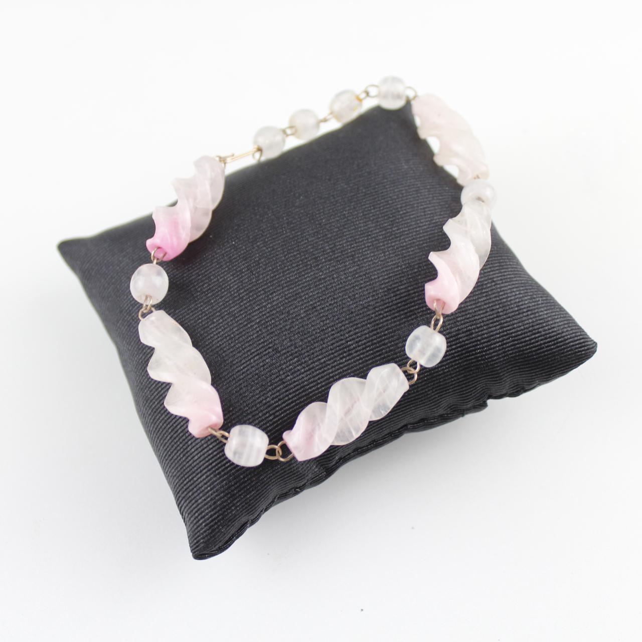 Pink & White Stone Beaded Bracelet Fashion Jewelry  Fair pre
