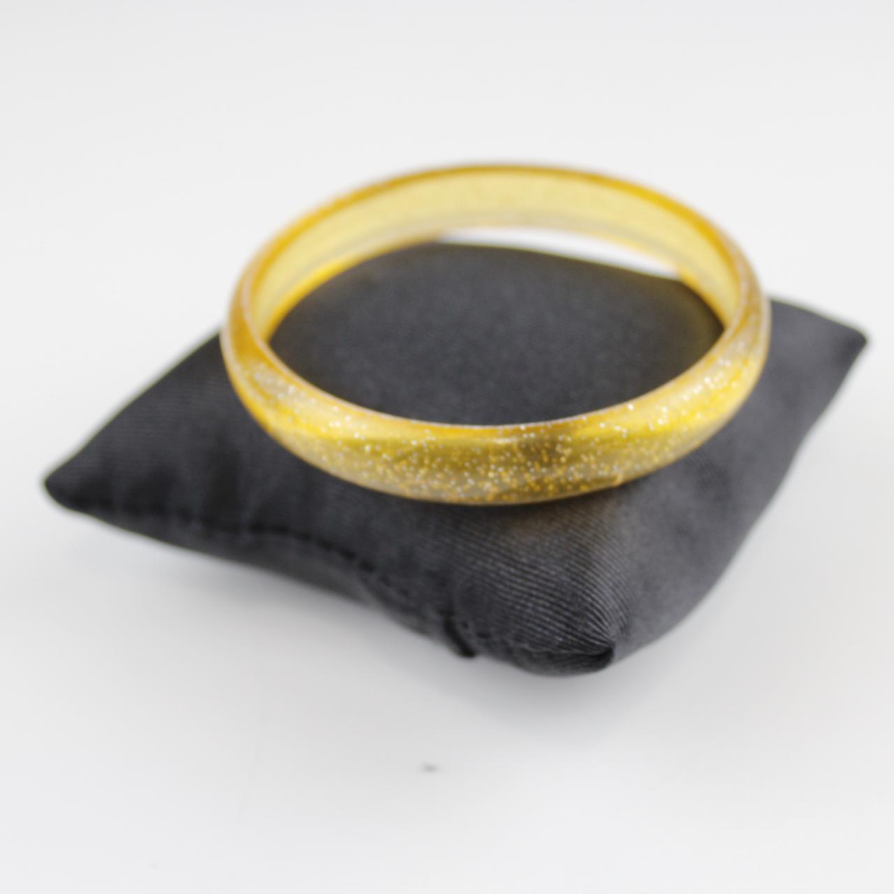 Glittery Yellow Acrylic Bangle Bracelet - Sparkling Statemen
