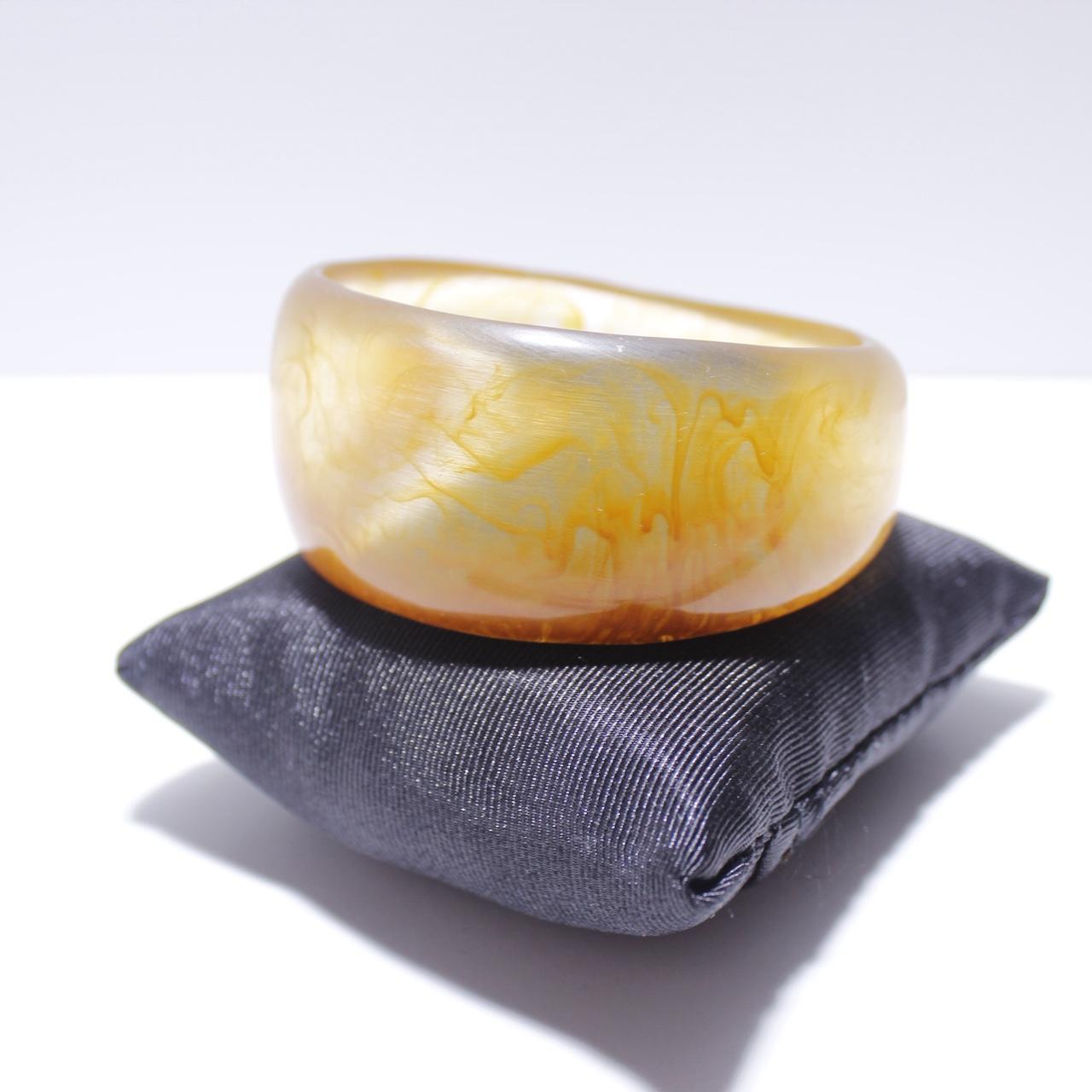 Vintage Amber Lucite Bangle Bracelet Chunky Marbled