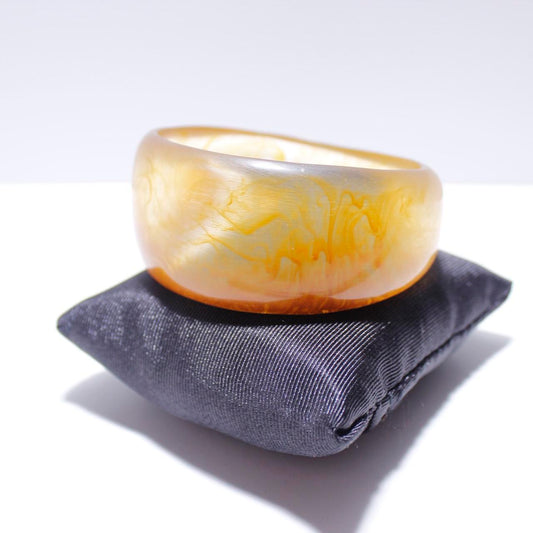 Vintage Amber Lucite Bangle Bracelet Chunky Marbled