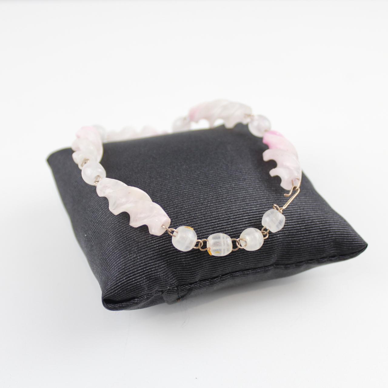 Pink & White Stone Beaded Bracelet Fashion Jewelry  Fair pre