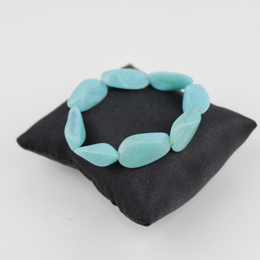 Turquoise Stone Bracelet Tumbled Amazonite Stretch Jewelry